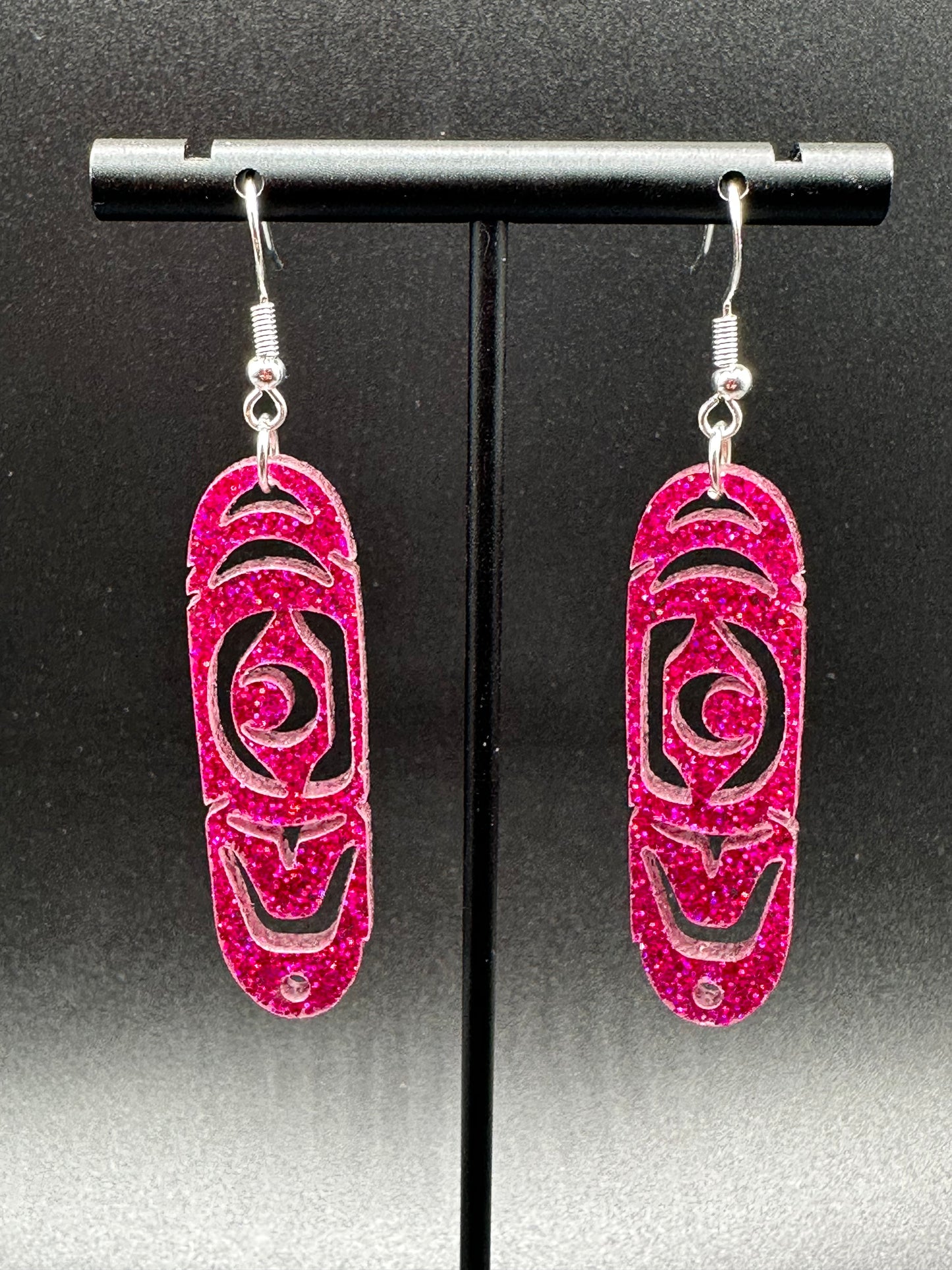 Pink Sparkle Feather Earrings